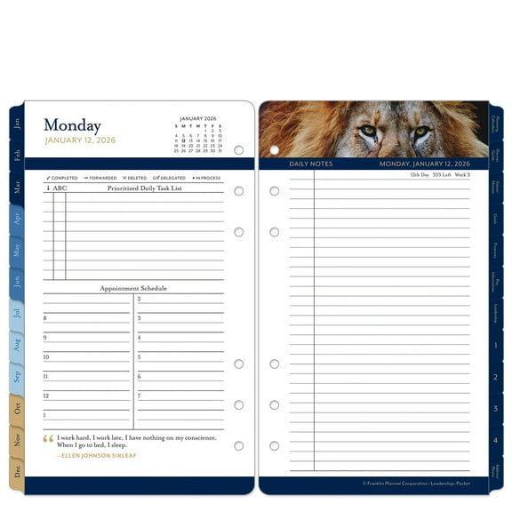 FranklinCovey Leadership Two Page Per Day Ring-bound Planner (Pocket Size, Jan 2026 - Dec 2026)