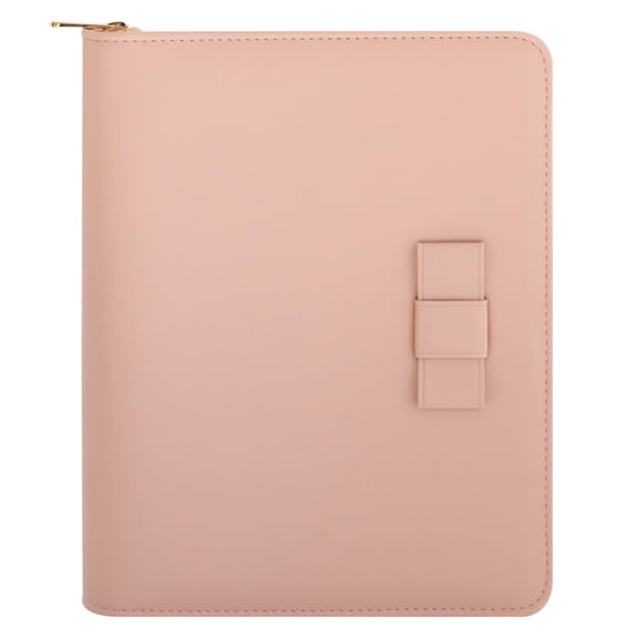 FranklinCovey Margo Simulated Leather Zipper Binder (Classic Size, Sweet Taffy Pink)