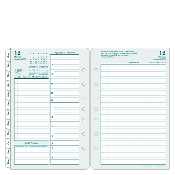 FranklinCovey Original Two Page Per Day Ring-bound Planner (Jan 2026 - Dec 2026, Classic Size)