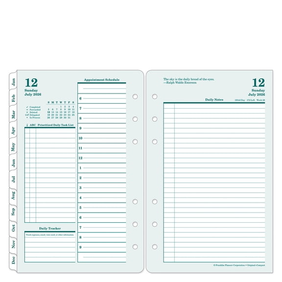 FranklinCovey Original Two Page Per Day Ring-bound Planner (Jul 2026 - Jun 2027, Compact Size)