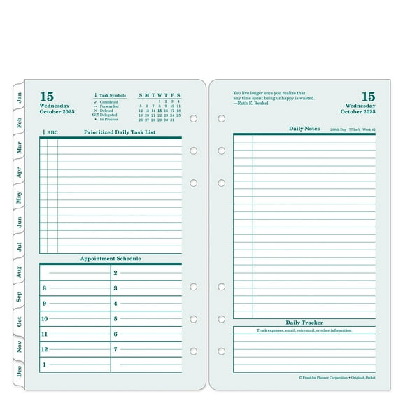 FranklinCovey Original Two Page Per Day Ring-bound Planner (Pocket Size, Oct 2025 - Sep 2026)