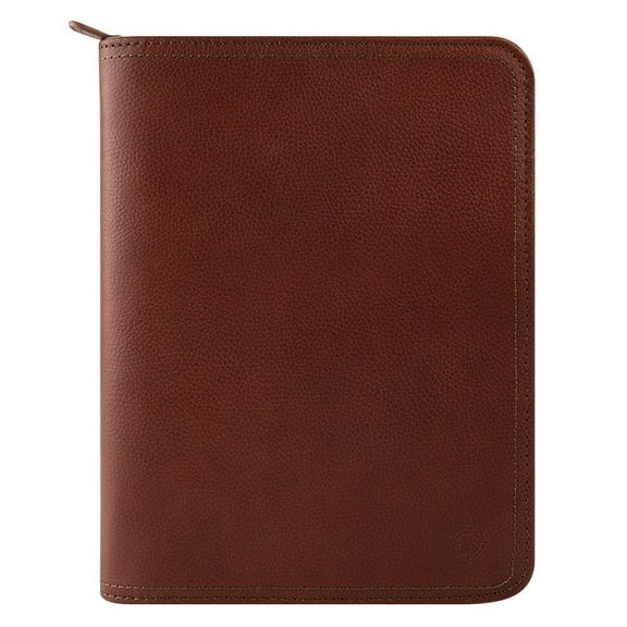 FranklinCovey Rylan Leather Zipper Binder (Classic Size, Chestnut)