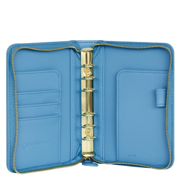 FranklinCovey Thalia Simulated Leather Zipper Binder (Pocket Size, Blue Lagoon)