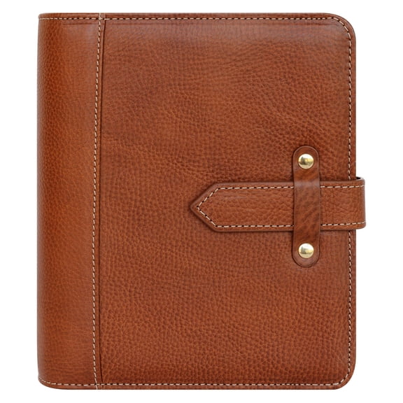 FranklinCovey Vintage Aurora Leather Strap Binder (Compact Size, Chestnut)