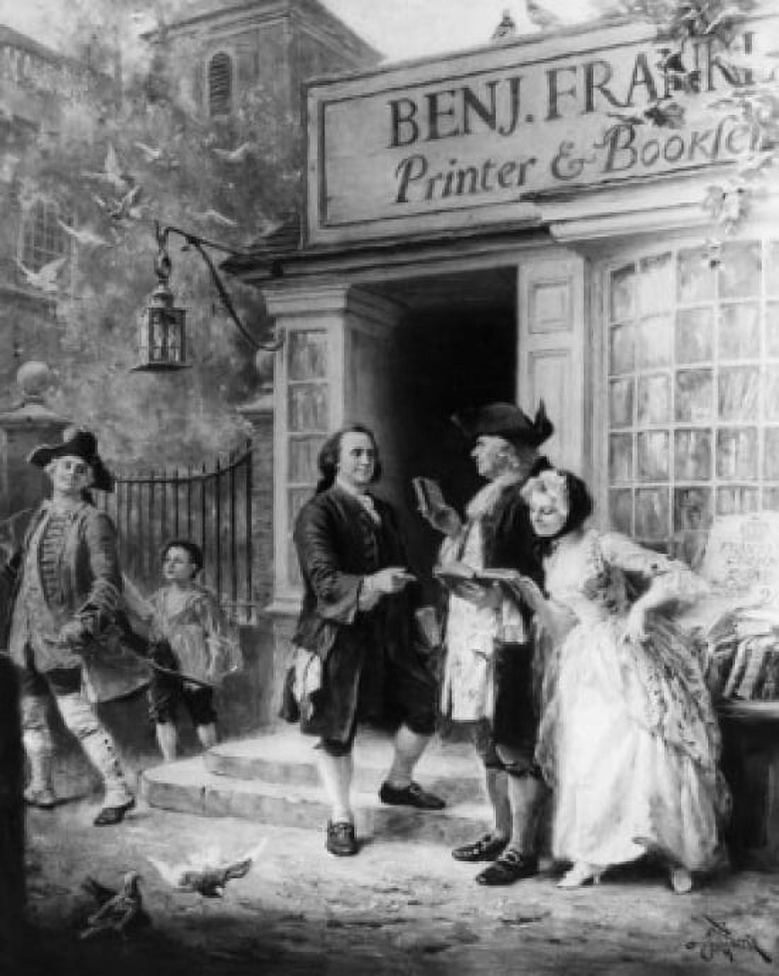 Franklins Bookshop 1745 Jean Leon Gerome Ferris (1863-1930 American) Canvas Art - Jean Leon Gerome (18 x 24)