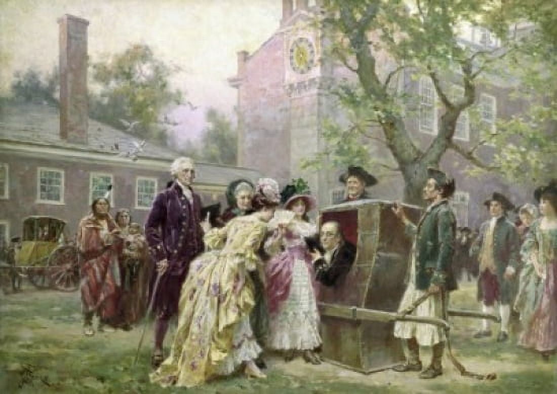Franklins Sedan Chair Jean Leon Gerome Ferris (1863-1930American) Canvas Art - Jean Leon Gerome Ferris (18 x 24)