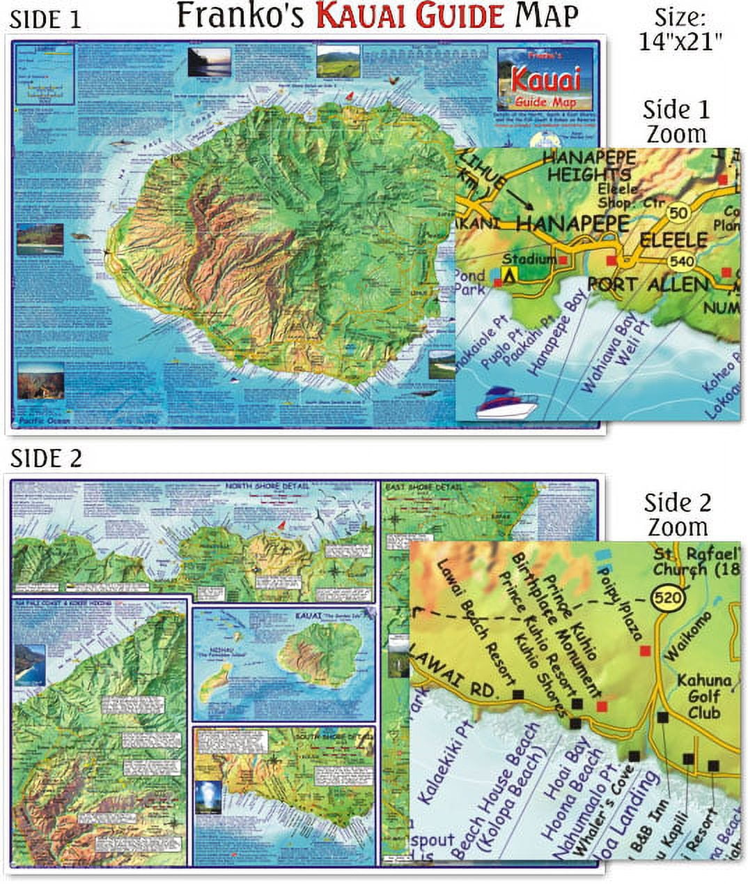 Kui Language Map Franko Maps - Kauai Guide Map - Walmart.com