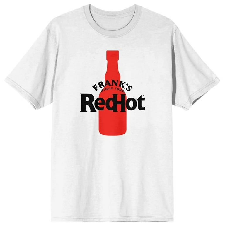 Franks RedHot Logo on Bottle Women s White T Shirt Large