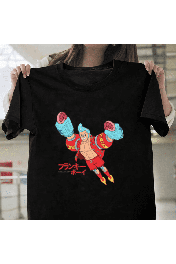 Franky X Astro Boy Retro Anime Manga Cybernetic Superhero Mashup Art Unisex T-Shirt, up to size 3XL.