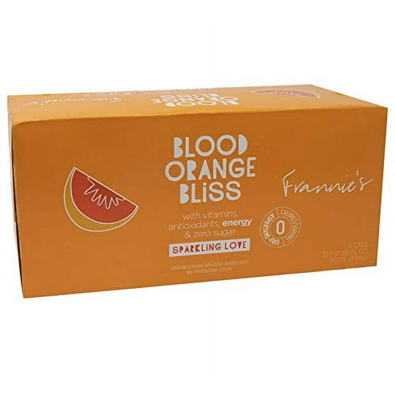 Frannie's Sparkling Beverage- Zero Calories & Sugar, Aspertame Free: 8-Pack 12 fl. oz. Cans Blood Orange Bliss
