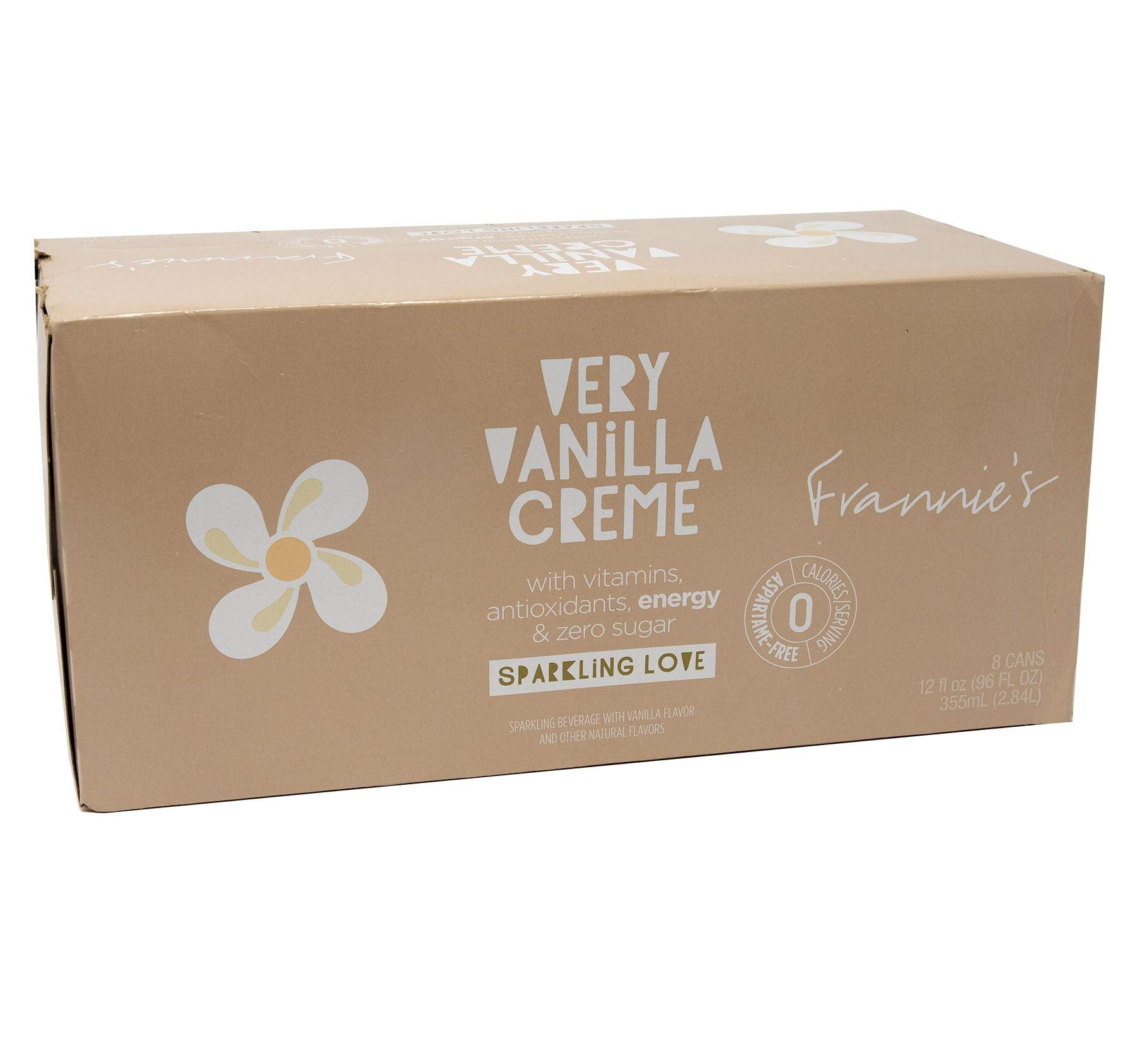 Frannie's Sparkling Beverage- Zero Calories & Sugar, Aspertame Free: 8-Pack 12 fl. oz. Cans Very Vanilla Creme
