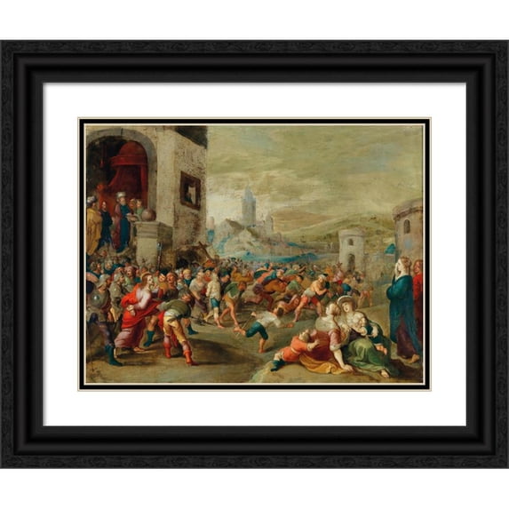 Frans Francken the Younger 18x15 Black Ornate Wood Framed Double Matted Museum Art Print Titled - Pilate Washing His Hands in Innocence