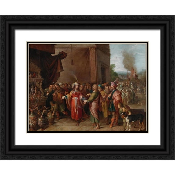 Frans Francken the Younger 24x19 Black Ornate Framed Double Matted Museum Art Print Titled: Croesus Showing Solon His Riches