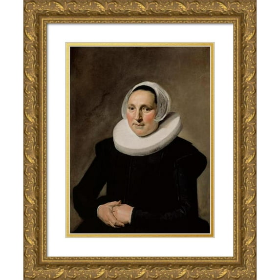 Frans Hals 19x24 Gold Ornate Framed and Double Matted Museum Art Print Titled - Portrait of a Woman (1634)