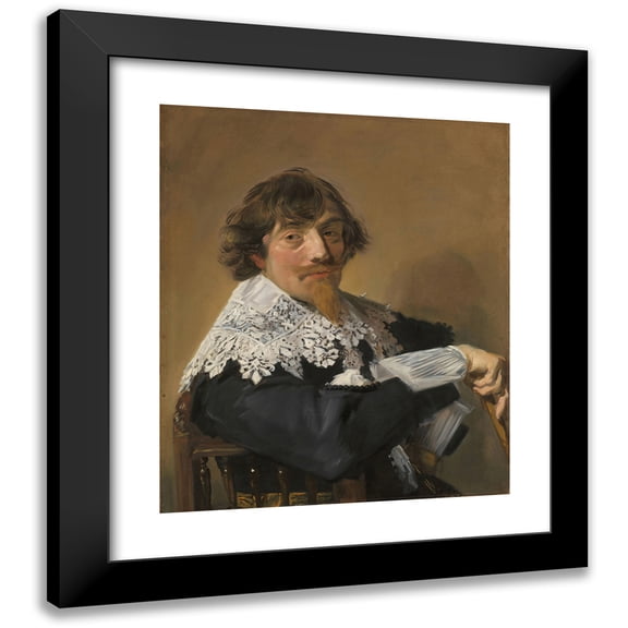 Frans Hals 20x23 Black Modern Framed Museum Art Print Titled - Portrait of a Man (C. 1635)