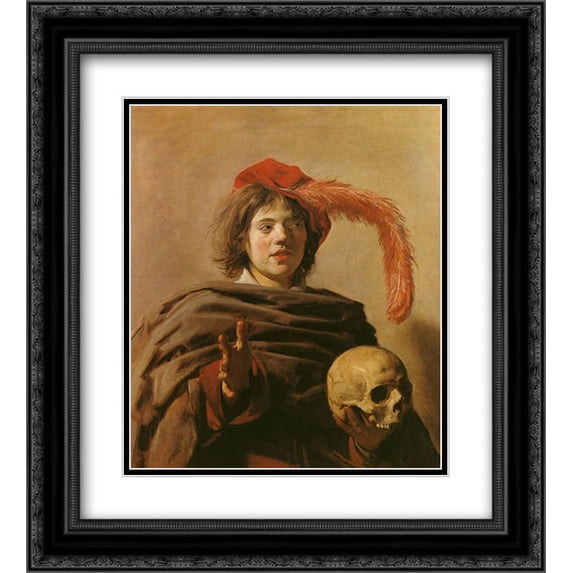 Frans Hals 2x Matted 20x22 Black Ornate Framed Art Print 'Boy with a Skull'