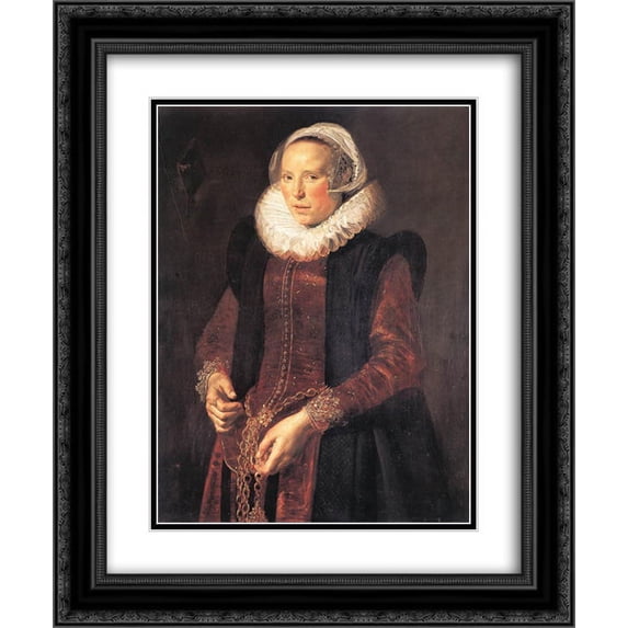 Frans Hals 2x Matted 20x24 Black Ornate Framed Art Print 'Portrait of a Woman'
