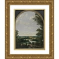 thumbnail image 1 of Frans Post 12x14 Gold Ornate Wood Frame and Double Matted Museum Art Print Titled - Landscape in Brazil (1652), 1 of 4