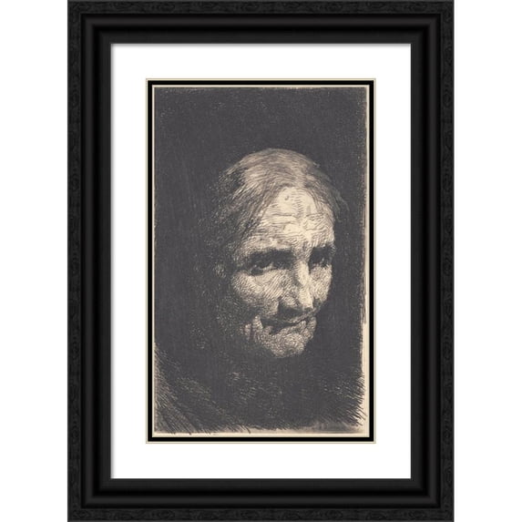 Frans Schwartz 11x14 Black Ornate Wood Framed Double Matted Museum Art Print Titled: Old Wife (1896 - 1897)
