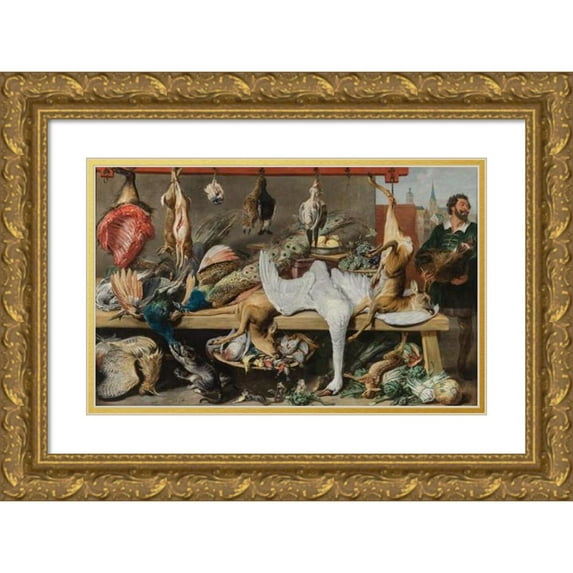 Frans Snyders 24x16 Gold Ornate Framed and Double Matted Museum Art Print Titled - Game Market (1630s)