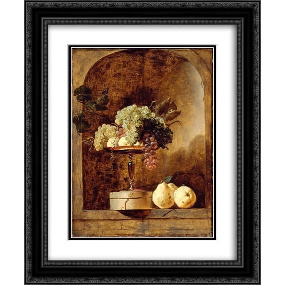 Frans Snyders 2x Matted 20x24 Black Ornate Framed Art Print 'Grapes, Peaches and Quinces in a Niche'