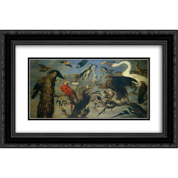 Frans Snyders 2x Matted 24x18 Black Ornate Framed Art Print 'The Bird's Concert '