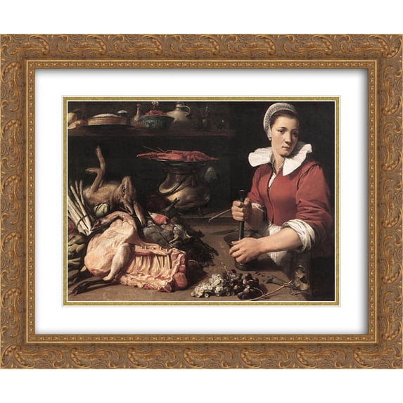 Frans Snyders 2x Matted 24x20 Gold Ornate Framed Art Print 'Cook With Food'