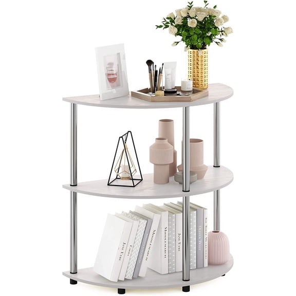 Frans Turn-N Half Round Console Table with Stainless Steel Tubes, White Oak, 15.6D x 31.1W x 30.8H in