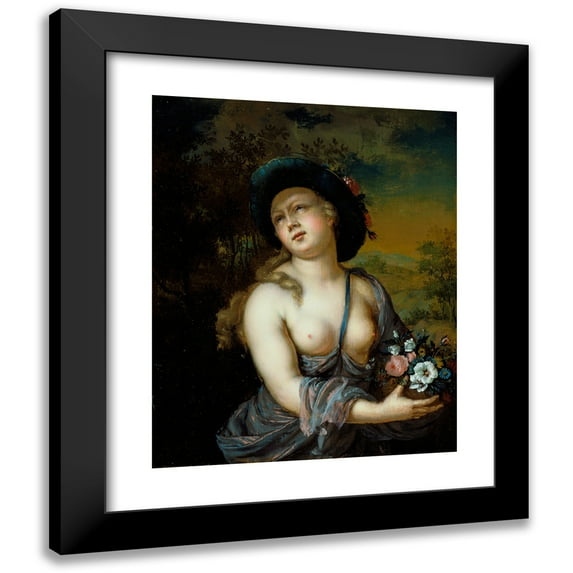 Frans Van Mieris The Younger 12x14 Black Modern Framed Museum Art Print Titled - Flora (About 1720)