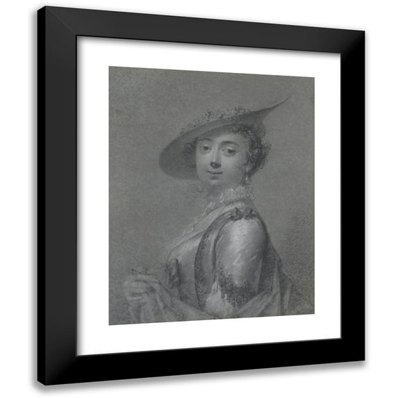 Frans van der Mijn 20x24 Black Modern Framed Museum Art Print Titled - Portrait of an Elegant Lady (1750-70)