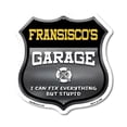 thumbnail image 1 of Fransisco's Garage I Can Fix Everything But Stupid 12 inch X 12 inch Shield Shaped Commercial Grade Plastic Sign To last, Gift for Dads and Uncles Classic Americana Crafted in the USA, 1 of 7