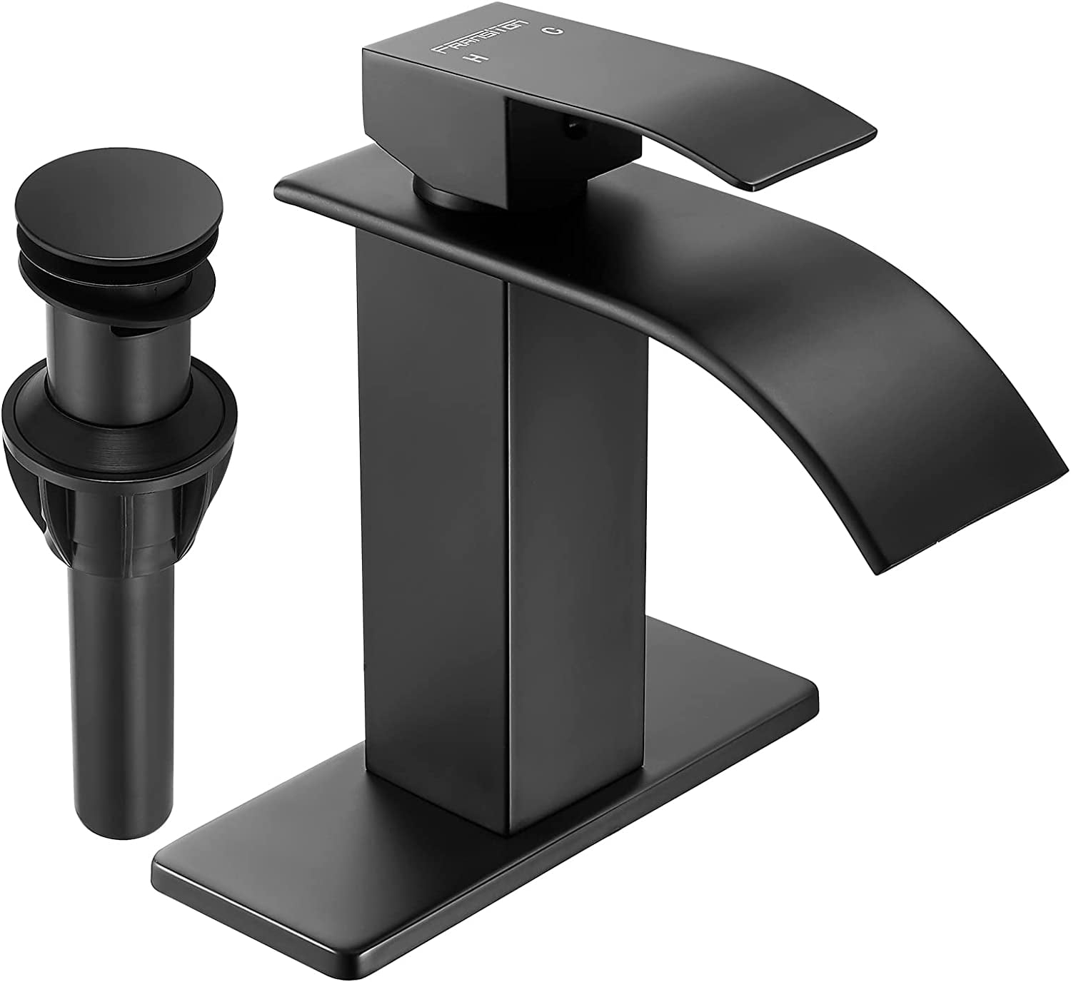 Kede Black Waterfall Bathroom Faucet Lavatory Single Handle 1 or 3 Hole ...