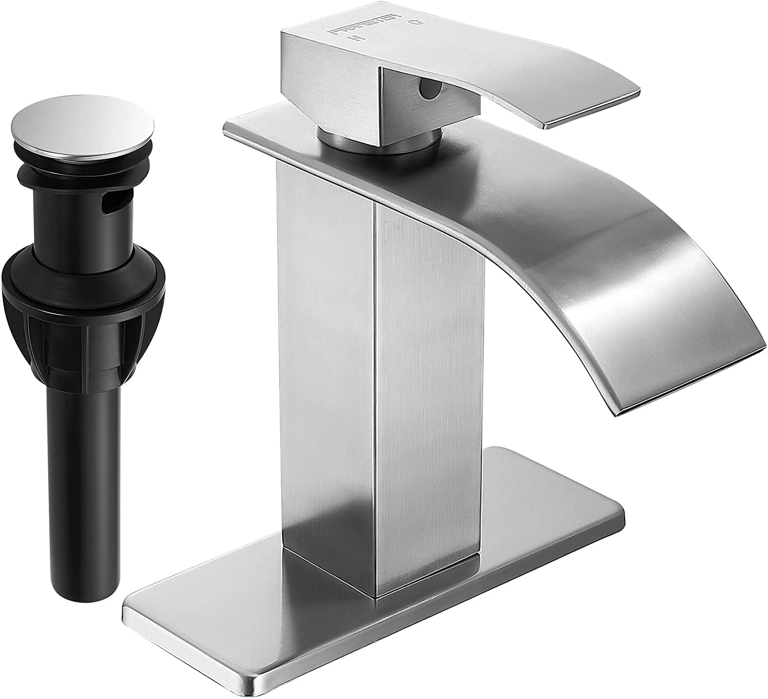 Fransiton Brushed Nickel Waterfall Bathroom Faucet Lavatory Single