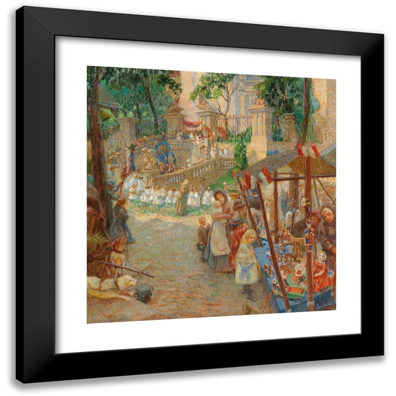 František Jakub 12x12 Black Modern Framed Museum Art Print Titled - First Communion (1909)