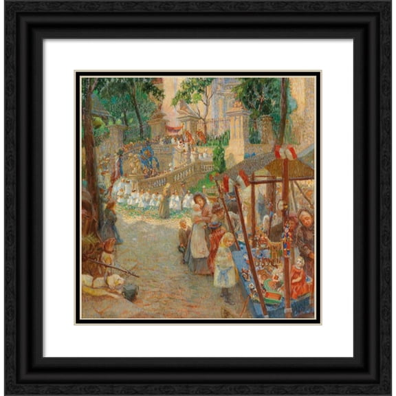 František Jakub 20x20 Black Ornate Framed Double Matted Museum Art Print Titled: First Communion (1909)