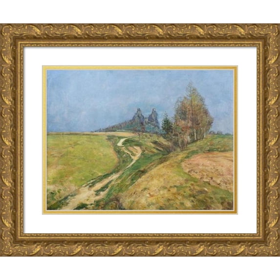 František Kaván 24x19 Gold Ornate Framed and Double Matted Museum Art Print Titled - Spring Beneath Trosky