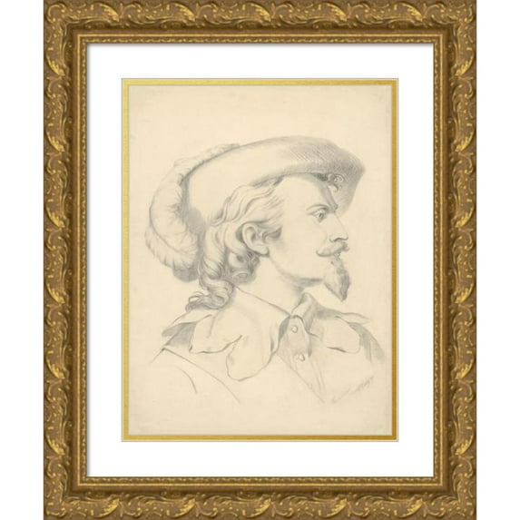 František Klimkovič 11x14 Gold Ornate Wood Frame and Double Matted Museum Art Print Titled - Head of a Man with a Beard
