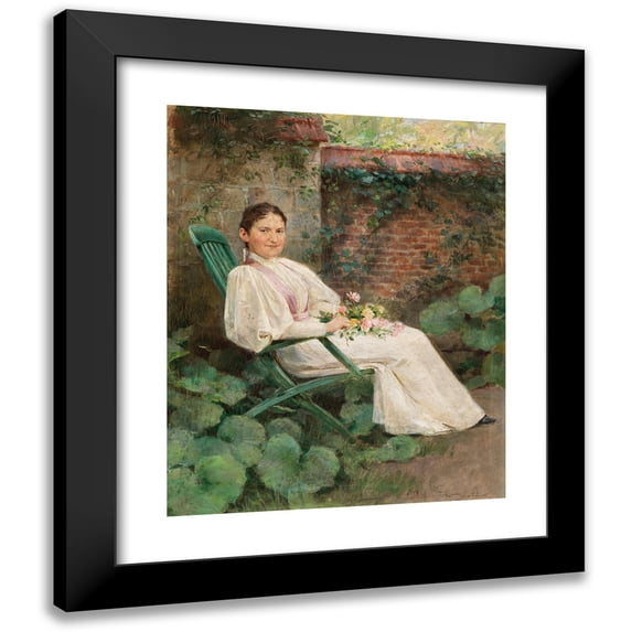 Frantisek Dvorak 12x14 Black Modern Framed Museum Art Print Titled - Made Hour in the Garden