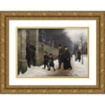 thumbnail image 1 of Frants Henningsen 18x13 Gold Ornate Wood Frame and Double Matted Museum Art Print Titled - A Funeral, 1 of 4