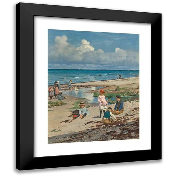Frants Henningsen 20x24 Black Modern Framed Museum Art Print Titled - A Summer's Day on Hornbak Beach (1884)