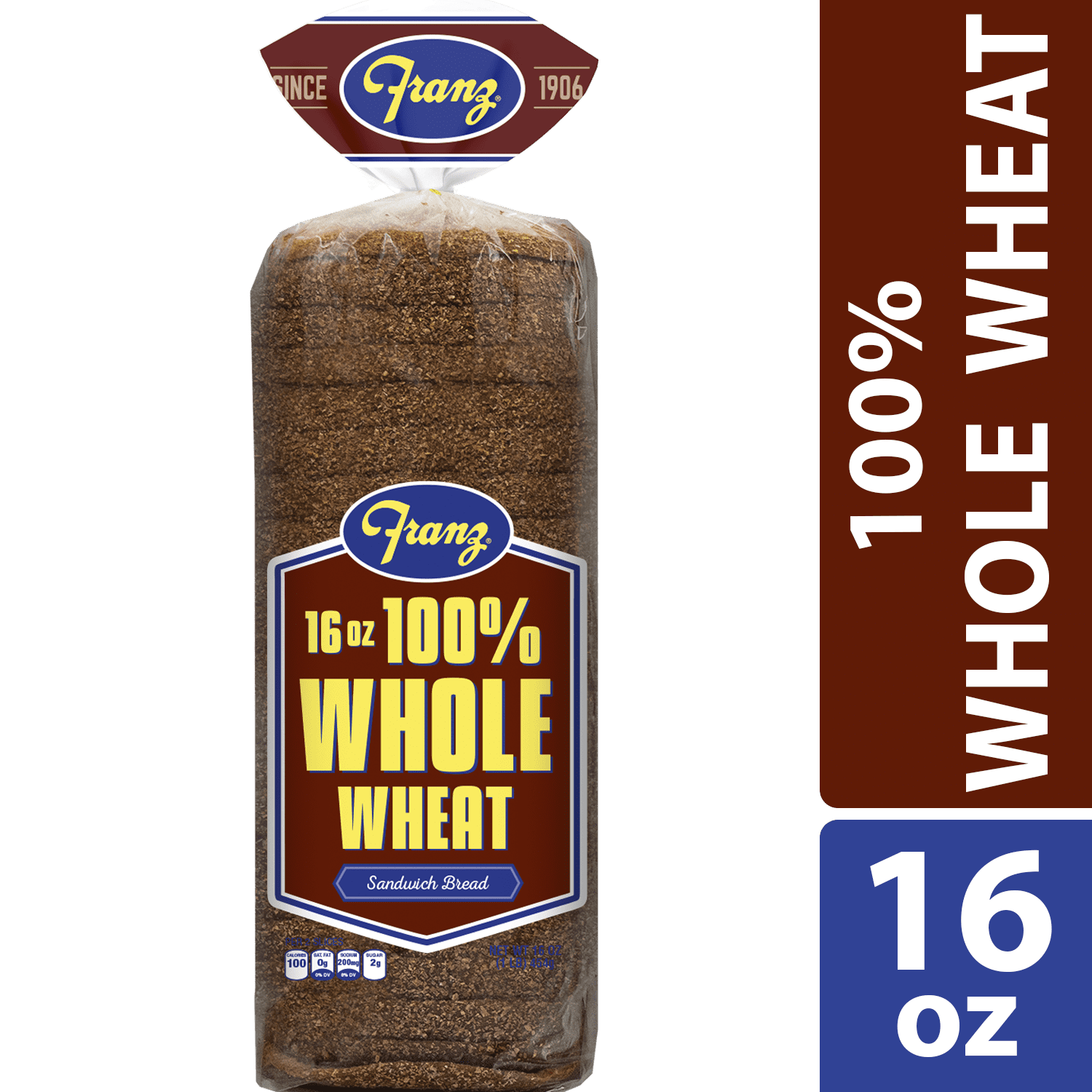 Franz Whole Wheat Made with 100% Whole Wheat Flour Bread, 16 oz