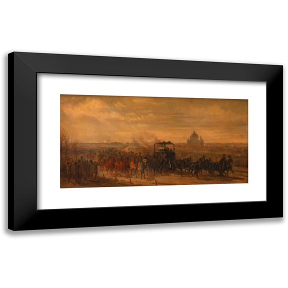 Franz Adam 14x9 Black Modern Framed Museum Art Print Titled - Corant Train at the Funeral of Feldmarschall Radetzky (After 1858)