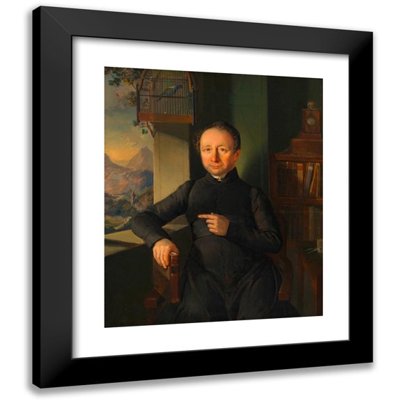 Franz Aichholzer 12x14 Black Modern Framed Museum Art Print Titled - Gunther Anton, World Priest and Philosophical Writer (1836)