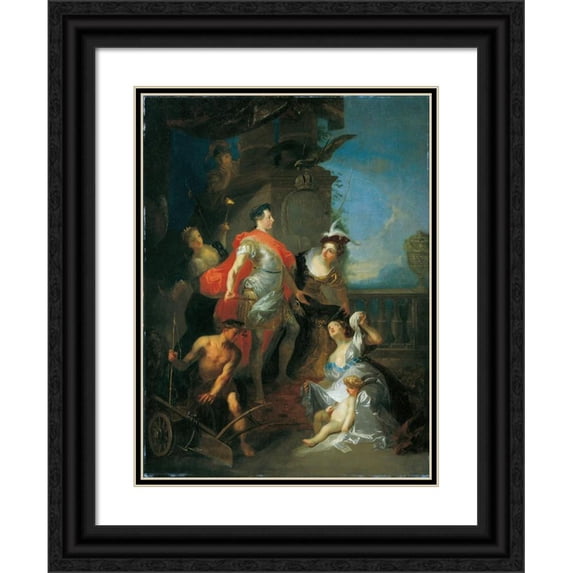 Franz Anton Maulbertsch 12x14 Black Ornate Wood Framed Double Matted Museum Art Print Titled: Glorifikation Kaiser Josephs II. (Before 1777)