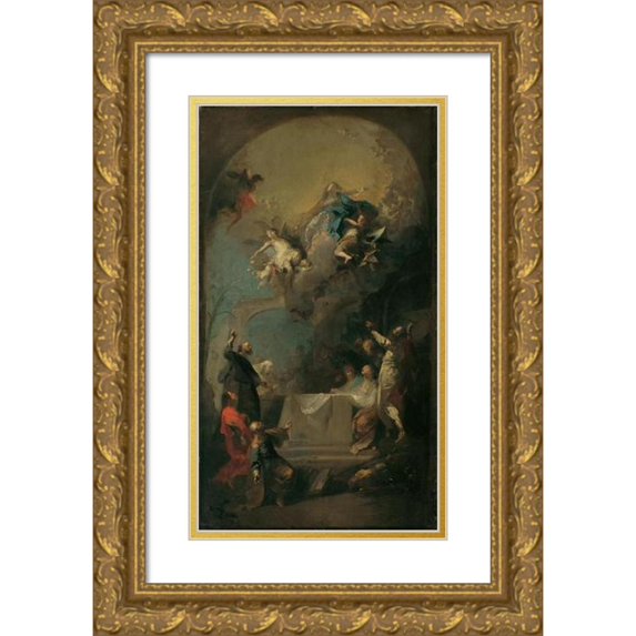 Franz Anton Maulbertsch 15x24 Gold Ornate Framed and Double Matted Museum Art Print Titled - Ascension Mariens (1782)