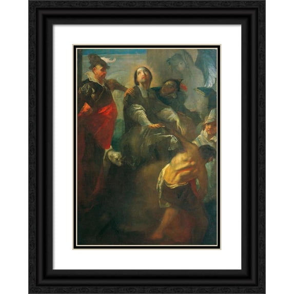 Franz Anton Maulbertsch 18x24 Black Ornate Framed Double Matted Museum Art Print Titled: The Capture of St. John of Nepomuk (1765-1766)