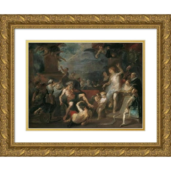 Franz Anton Maulbertsch 24x19 Gold Ornate Framed and Double Matted Museum Art Print Titled - Allegory to a Price Distribution at the Vienna Academy Under Wenzel Anton Furst Von Kaunitz-Rietb