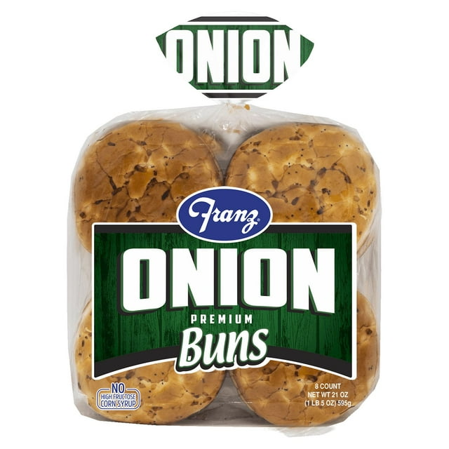 Franz BBQ Sweet Onion Hamburger Buns, 21 oz, 8 Count