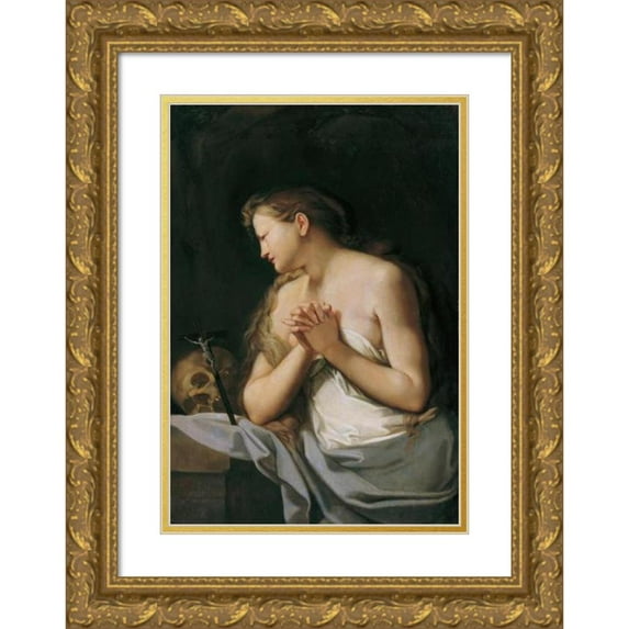 Franz Carl Remp 17x24 Gold Ornate Framed and Double Matted Museum Art Print Titled - The Lost St. Maria Magdalena (1710)