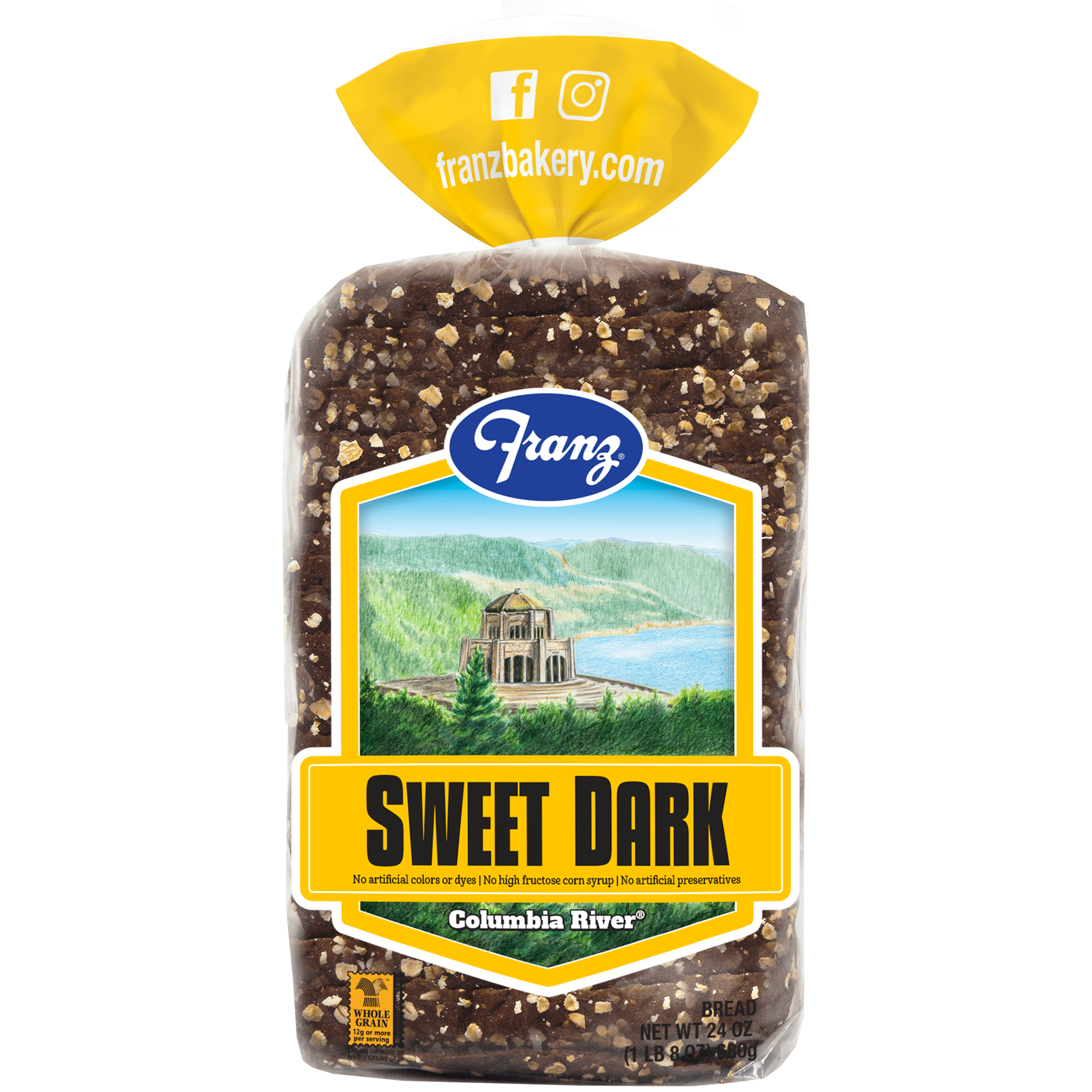 Franz Columbia River Sweet Dark Whole Grain Bread, 24 oz